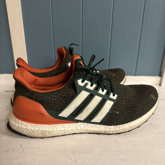 adidas UltraBoost 4.0 Mens 13 Running Shoes EE3702 UM Miami Hurricanes Color Way - Picture 4 of 10